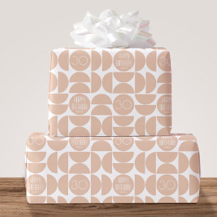 Mid-Century Moderne Verjaardag Retro 30e Roze Cadeaupapier
