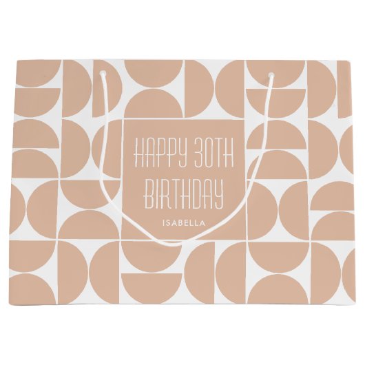 Mid-Century Moderne Verjaardag Retro 30e Roze Groot Cadeauzakje (Voorkant)