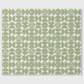 Mid-Century Moderne Verjaardag Retro 40e Groen Cadeaupapier (Vlak)