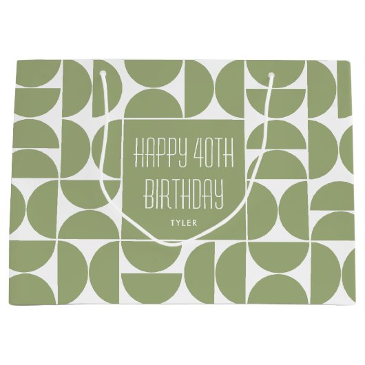 Mid-Century Moderne Verjaardag Retro 40e Groen Groot Cadeauzakje (Voorkant)