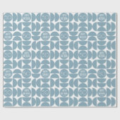 Mid-Century Moderne Verjaardag Retro 50e Blauw Cadeaupapier (Vlak)