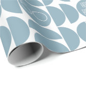 Mid-Century Moderne Verjaardag Retro 50e Blauw Cadeaupapier (Rol Hoek)