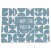 Mid-Century Moderne Verjaardag Retro 50e Blauw Groot Cadeauzakje (Voorkant)