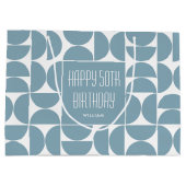 Mid-Century Moderne Verjaardag Retro 50e Blauw Groot Cadeauzakje (Achterkant)