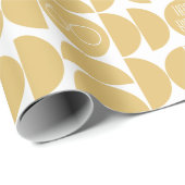 Mid-Century Moderne Verjaardag Retro 60e Geel Cadeaupapier (Rol Hoek)