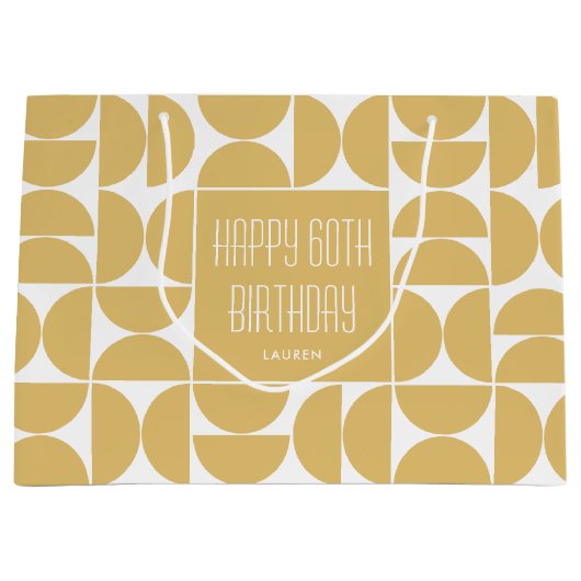 Mid-Century Moderne Verjaardag Retro 60e Geel Groot Cadeauzakje (Voorkant)