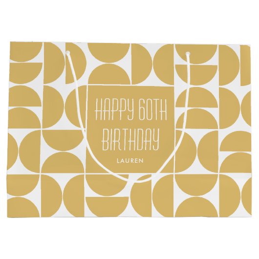 Mid-Century Moderne Verjaardag Retro 60e Geel Groot Cadeauzakje (Achterkant)