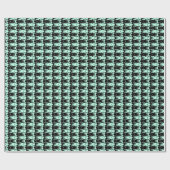 Mid-Century Moderne vis, aqua en zwart Cadeaupapier (Vlak)