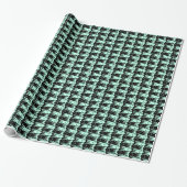 Mid-Century Moderne vis, aqua en zwart Cadeaupapier (Uitgerold)