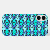 Mid-Century Moderne vis, blauw en aqua Case-Mate iPhone Case (Achterkant (horizontaal))