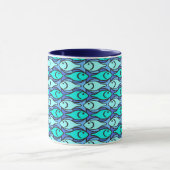 Mid-Century Moderne vis, blauw en aqua Mok (Midden)