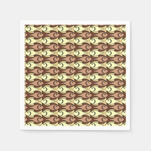 Mid-Century Moderne vis, bruin en geel Servet