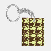 Mid-Century Moderne vis, bruin en geel Sleutelhanger (Voorkant Links)