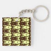 Mid-Century Moderne vis, bruin en geel Sleutelhanger (Achterkant)