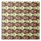 Mid-Century Moderne vis, bruin en geel Tegeltje (Voorkant)