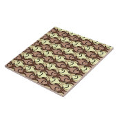 Mid-Century Moderne vis, bruin en geel Tegeltje (Zijkant)