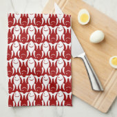 Mid-Century Moderne vis, donkerrood en wit Theedoek (Quarter Fold)