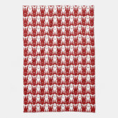 Mid-Century Moderne vis, donkerrood en wit Theedoek (Verticaal)