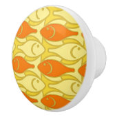 Mid-Century Moderne vis, geel en oranje Keramische Knop (Rechts)