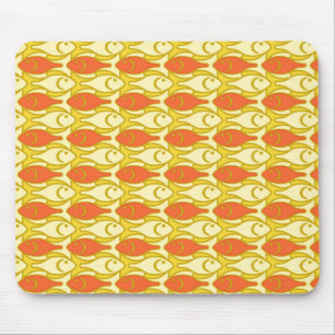 Mid-Century Moderne vis, geel en oranje Muismat