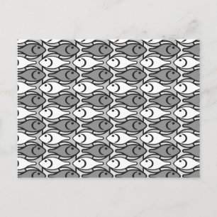 Mid-Century Moderne vis, grijs, wit en zwart Briefkaart