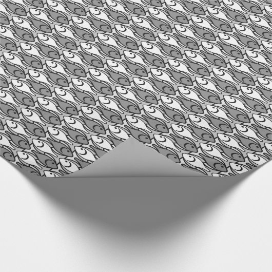 Mid-Century Moderne vis, grijs, wit en zwart Cadeaupapier (Hoek)