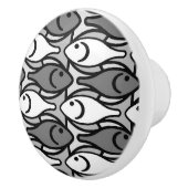 Mid-Century Moderne vis, grijs, wit en zwart Keramische Knop (Rechts)