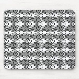 Mid-Century Moderne vis, grijs, wit en zwart Muismat