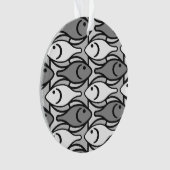 Mid-Century Moderne vis, grijs, wit en zwart Ornament (voorkant)