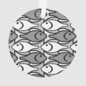 Mid-Century Moderne vis, grijs, wit en zwart Ornament (achterkant)