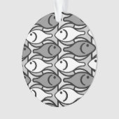 Mid-Century Moderne vis, grijs, wit en zwart Ornament (voorkant)
