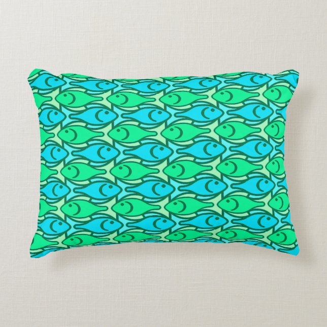 Mid-Century Moderne vis, jade groen Decoratief Kussen (Voorkant)