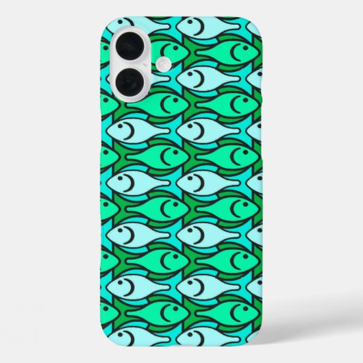 Mid-Century Moderne vis, jade groen en aqua Case-Mate iPhone Case (Achterkant)