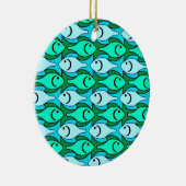 Mid-Century Moderne vis, jade groen en aqua Keramisch Ornament (Rechts)