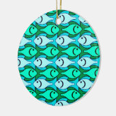 Mid-Century Moderne vis, jade groen en aqua Keramisch Ornament (Links)
