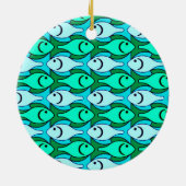 Mid-Century Moderne vis, jade groen en aqua Keramisch Ornament (Achterkant)