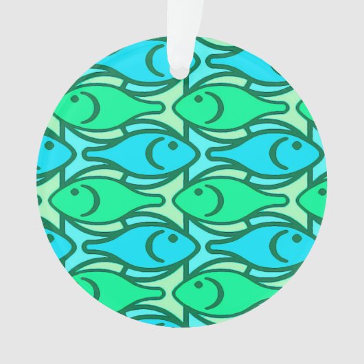 Mid-Century Moderne vis, jade groen Ornament (voorkant)