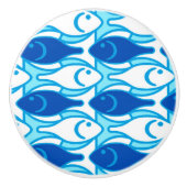 Mid-Century Moderne vis, kobaltblauw Keramische Knop