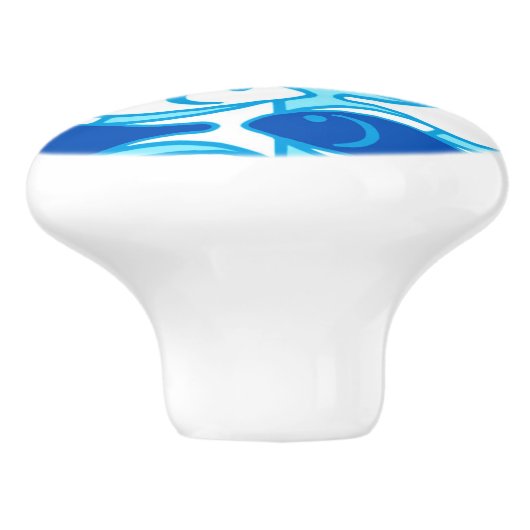 Mid-Century Moderne vis, kobaltblauw Keramische Knop