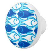 Mid-Century Moderne vis, kobaltblauw Keramische Knop (Rechts)