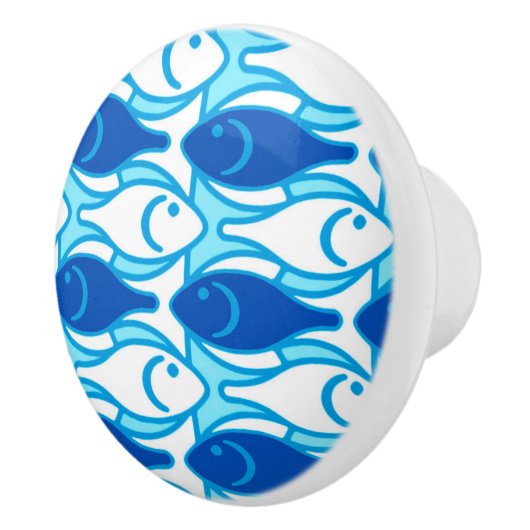 Mid-Century Moderne vis, kobaltblauw Keramische Knop