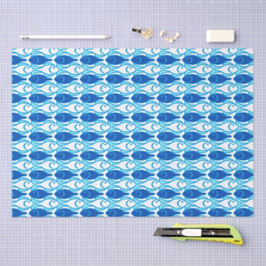 Mid-Century Moderne vis, kobaltblauw Weefselpapier Tissuepapier (Craft)