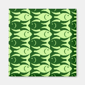 Mid-Century Moderne vis, limoen en donkergroen Magneet (Voorkant)