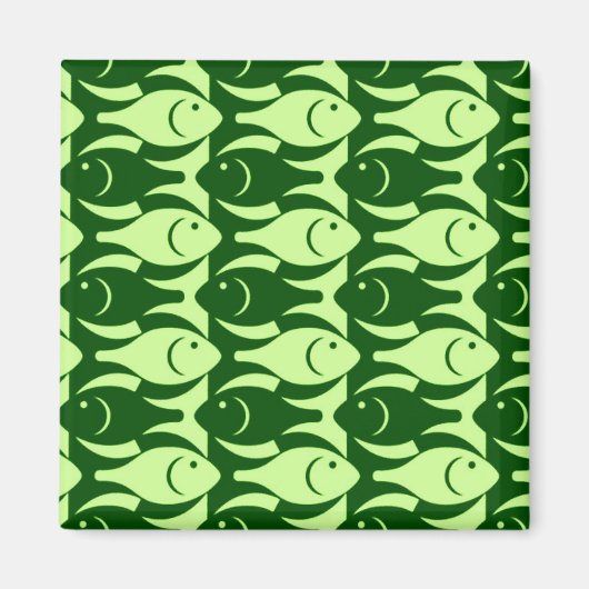 Mid-Century Moderne vis, limoen en donkergroen Magneet (Voorkant)