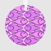 Mid-Century Moderne vis, orchidee en violet Ornament (achterkant)