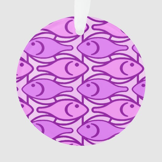 Mid-Century Moderne vis, orchidee en violet Ornament (voorkant)