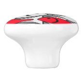 Mid-Century Moderne vis, rood en grijs/grijs Keramische Knop (Zijkant)