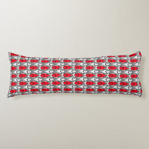 Mid-Century Moderne vis, rood en grijs/grijs Lichaamskussen