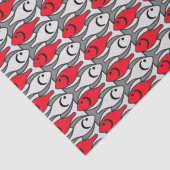 Mid-Century Moderne vis, rood en grijs/grijs Tissuepapier (Detail)