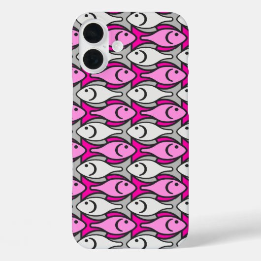 Mid-Century Moderne vis, roze en grijs Case-Mate iPhone Case (Achterkant)